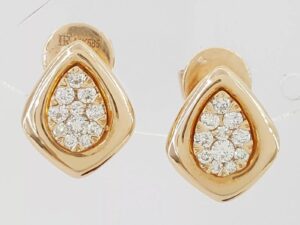 Rose Gold Diamond Pear Shaped Stud Earrings 14K 0.24 ct