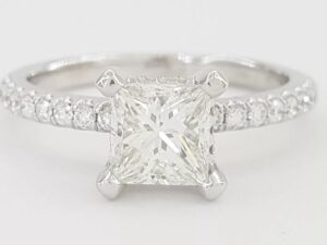 Princess Brilliant Cut Diamond Hidden Halo Engagement Ring Platinum 1.31 ct GIA