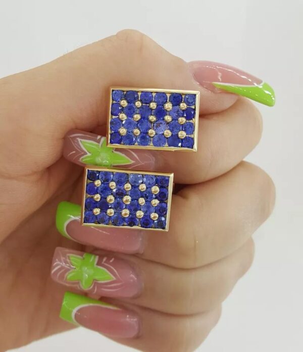 Vintage 14k Yellow Gold Blue Sapphire Cufflinks 14.2 Grams 5ct