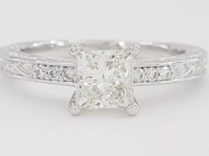 Princess Cut Diamond Solitaire Engagement Ring 1.06 ct 18K Gold GIA Rtl 6,500