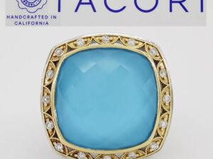 TACORI SR101Y05 Quartz Turquoise Diamond Statement Ring Silver & 18k Gold 2090