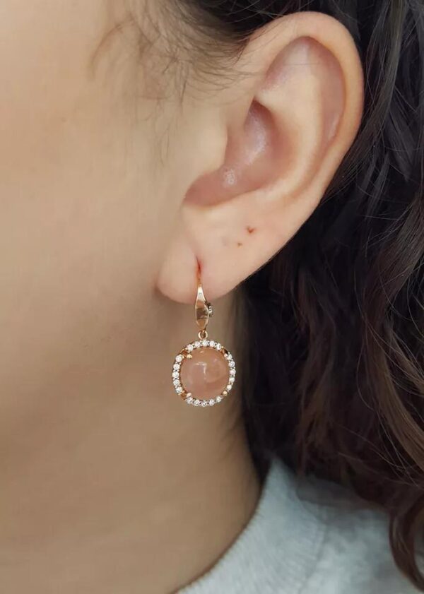 Tacori SE189P36 Moon Rosé Diamond Halo Drop Earrings 18K Rose Gold Silver 2,420