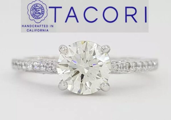 Tacori Dantela Round Diamond Engagement Ring 18k White Gold 1.11 ct GIA Rtl 8.5K