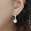Diamond & Akoya Pearl Swirl Drop Screw Clip-On Earrings 0.5 ct 14k W Gold