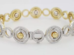 Circle Link Diamond Reversible Bracelet 2 ct 18k White & Yellow Gold Retail 7K