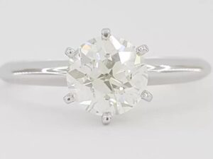 Vintage Old European Cut Diamond Solitaire Engagement Ring 1.11 ct 14k Gold GIA