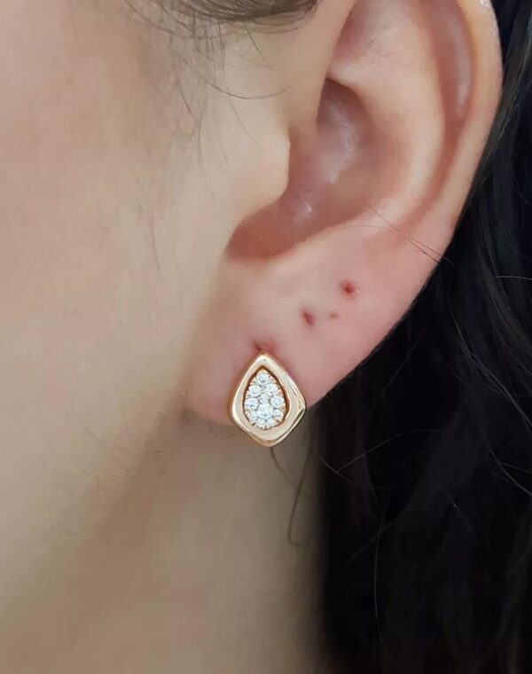 Rose Gold Diamond Pear Shaped Stud Earrings 14K 0.24 ct