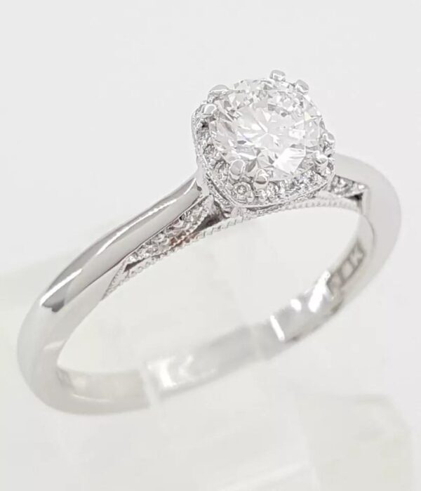 Tacori Dantela Halo Diamond Engagement Ring 0.65 ct 18k W Gold GIA Rtl 5K