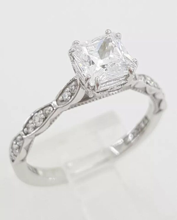 TACORI Sculpted Crescent 57-2PR Princess 18k Semi-Mount Engagement Ring Rt 2390