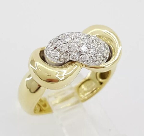 Roberto Coin Pave Set Diamond Infinity Knot Ring 0.64 ct 18k Yellow Gold