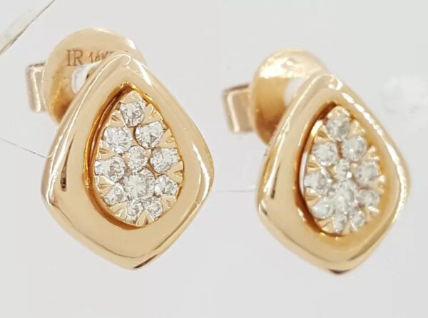 Rose Gold Diamond Pear Shaped Stud Earrings 14K 0.24 ct