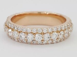 3-Row Pave Full Circle Eternity Diamond Band Ring 2.7 ct 14K Rose Gold 5.3mm 5K