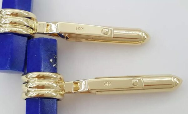 Vintage 14k Yellow Gold Blue Lapis Lazuli Hexagon Cufflinks 9.8 Grams