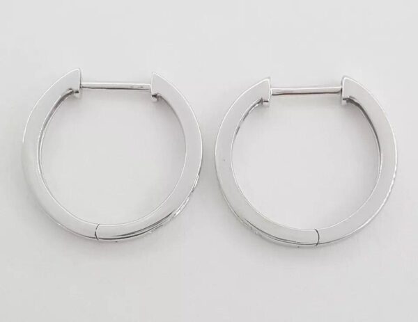 Princess Cut Diamond Round Hoop Earrings 15.7 mm 0.39 ct 14K White Gold