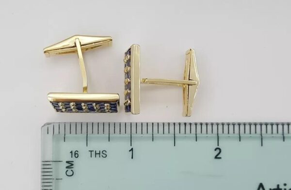 Vintage 14k Yellow Gold Blue Sapphire Cufflinks 14.2 Grams 5ct