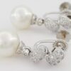 Diamond & Akoya Pearl Swirl Drop Screw Clip-On Earrings 0.5 ct 14k W Gold