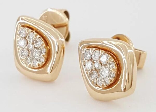 Rose Gold Diamond Pear Shaped Stud Earrings 14K 0.24 ct