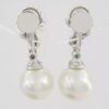 Diamond & Akoya Pearl Swirl Drop Screw Clip-On Earrings 0.5 ct 14k W Gold