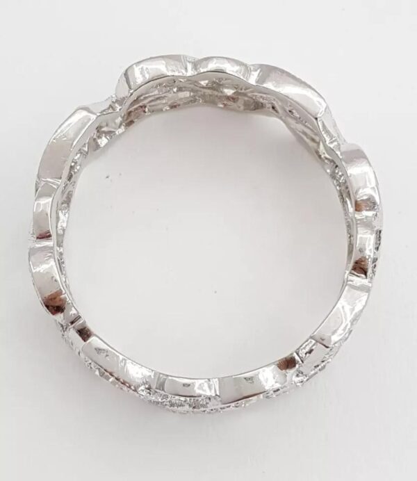 Antique Vintage Deco Single Cut Diamond Platinum Eternity Band Ring 1 ct 8.5 mm