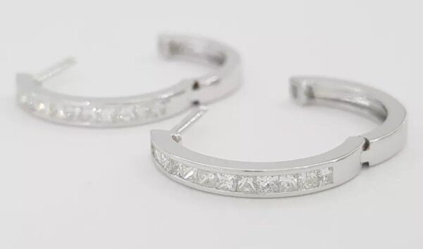 Princess Cut Diamond Round Hoop Earrings 15.7 mm 0.39 ct 14K White Gold