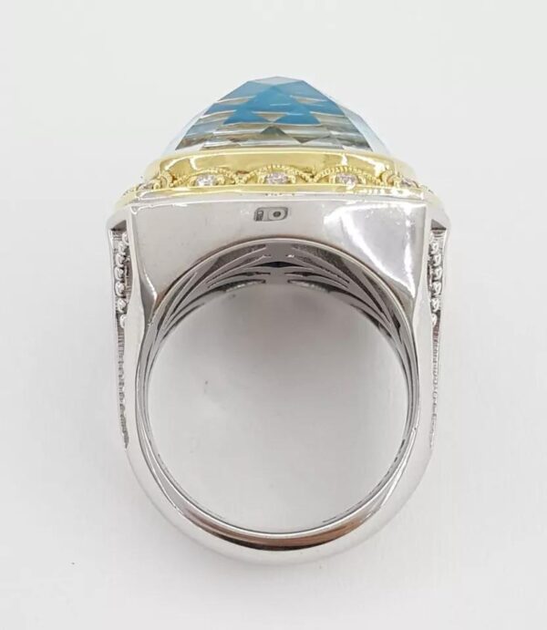 TACORI SR101Y05 Quartz Turquoise Diamond Statement Ring Silver & 18k Gold 2090