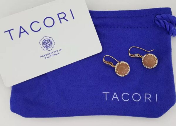 Tacori SE189P36 Moon Rosé Diamond Halo Drop Earrings 18K Rose Gold Silver 2,420