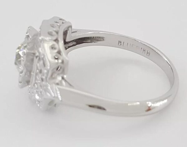 Art Deco Old European Cut Solitaire Diamond Engagement Ring 0.55 ct 14k W Gold