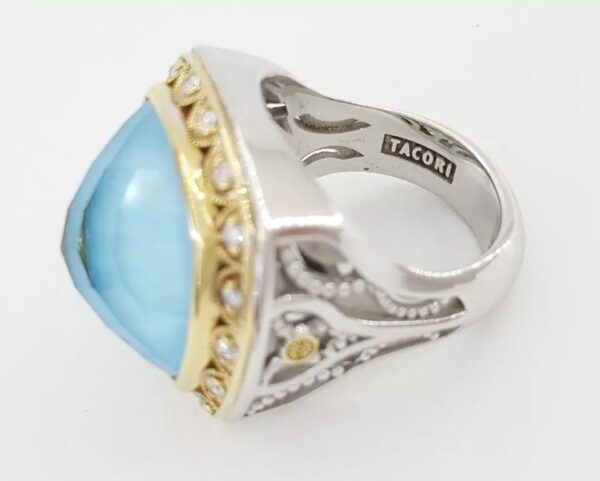 TACORI SR101Y05 Quartz Turquoise Diamond Statement Ring Silver & 18k Gold 2090