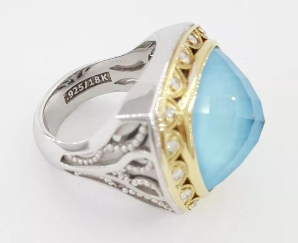 TACORI SR101Y05 Quartz Turquoise Diamond Statement Ring Silver & 18k Gold 2090