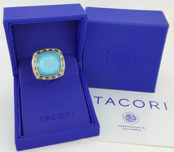 TACORI SR101Y05 Quartz Turquoise Diamond Statement Ring Silver & 18k Gold 2090