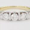 Five 5 Stone Round Brilliant Cut Diamond Bar Set 2-Tone Gold Ring 1 ct 14k