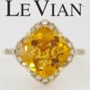 LeVian Le Vian Citrine & Diamond Halo Statement Ring 0.38 ctw 14K Yellow Gold
