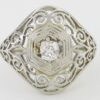 Antique Art Deco Old Mine Cut Diamond Engagement Ring 0.22 ct 18k White Gold