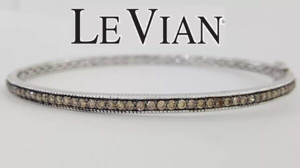 LeVian Le Vian Chocolate Diamond Pave Bangle 13.4 Grams 14K White Gold 1.25 ct