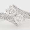 Bypass Crossover 2-Stone Round Diamond Engagement Ring 1.3 ct 14K White Gold