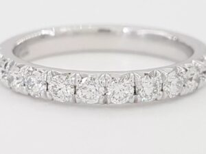 Half Circle French Pave Round Diamond Wedding Band 0.44 ct 2.5 mm 14k White Gold