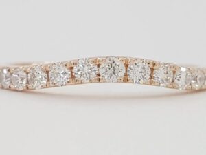 14k Rose Gold Round Diamond Curved Wedding Band 0.33 ct 2.3 mm Retail 1,195