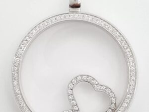 Roberto Coin Cento Diamond Spinning Heart Circle Pendant 0.86 ct 18K White Gold