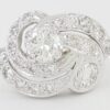 Antique Vintage Old European Cut Diamond Statement Ring 1.15 ct White Gold