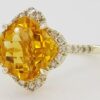 LeVian Le Vian Citrine & Diamond Halo Statement Ring 0.38 ctw 14K Yellow Gold