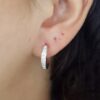Princess Cut Diamond Hugger Hoop Earrings 15.3 mm 1.06 ct 14K White Gold
