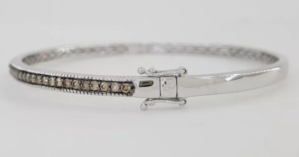LeVian Le Vian Chocolate Diamond Pave Bangle 13.4 Grams 14K White Gold 1.25 ct
