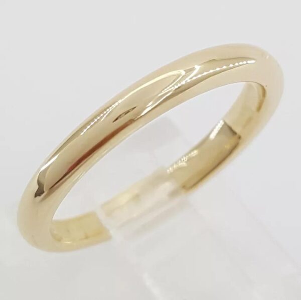Vintage Peacock Half Dome 18K Yellow Gold Wedding Band Ring 2.7 mm Size 6.75