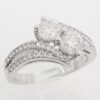 Bypass Crossover 2-Stone Round Diamond Engagement Ring 1.3 ct 14K White Gold