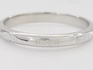 Vintage Art Carved Hand Engraved Wedding Band Ring 18k White Gold 2.3 mm