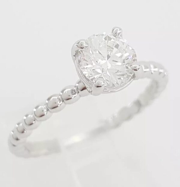 Ritani Natural Round Diamond Solitaire Engagement Ring 0.82ct 18k White Gold 7K