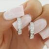 Princess Cut Diamond Hugger Hoop Earrings 15.3 mm 1.06 ct 14K White Gold