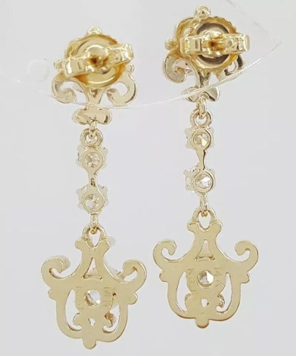 Antique Art Deco Old European Diamond Cut Drop Dangle Earrings 1.95 ct 14K Gold