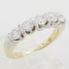 Five 5 Stone Round Brilliant Cut Diamond Bar Set 2-Tone Gold Ring 1 ct 14k