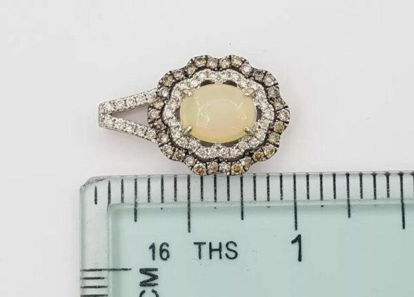 LeVian Opal Cabochon Cut Double Halo White & Chocolate Diamond 1.61 ct Pendant